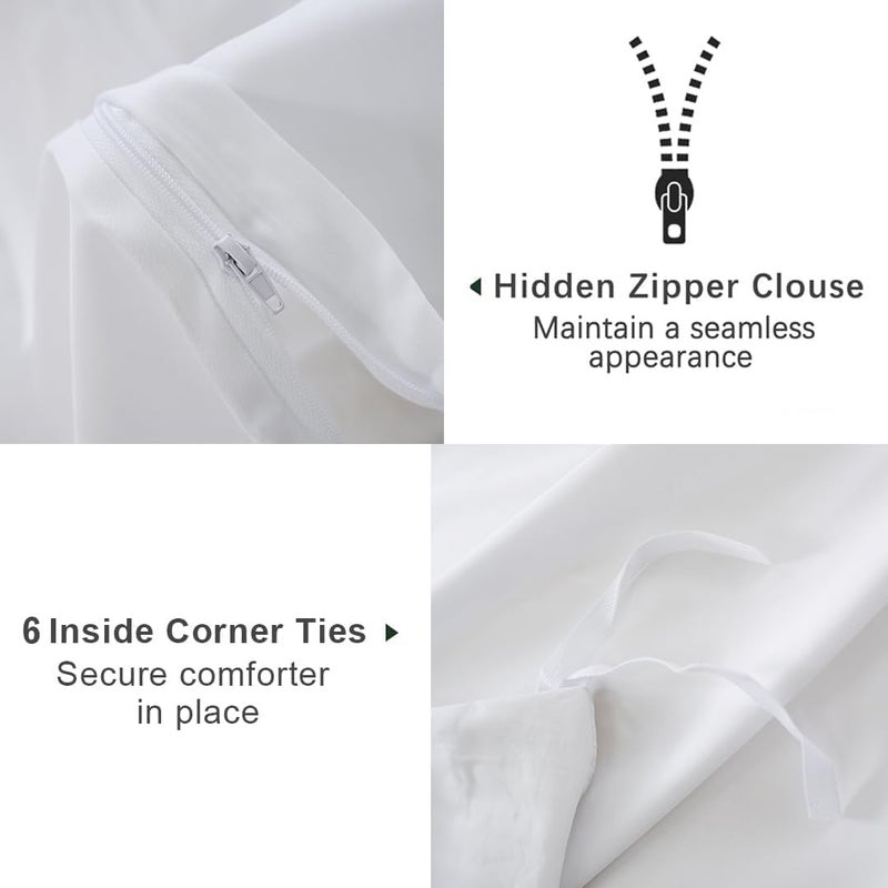 ARlinen Oversize King Duvet Cover Set, 100% Egyptian Cotton, 3 Piece Bedding Set with Zipper Closure, Includes 1 White Duvet Cover (120x98 inches) and 2 Pillow Cases (20x40 inches) - Image 4